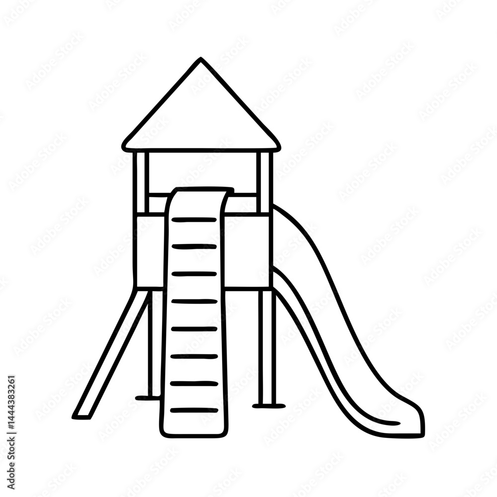 Poster playground slide icon, playground slide line art - simple line art of playground slide, perfect for 