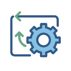 Automated Process Illustration with Arrows and Gear Icon