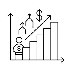 poverty rate increase icon, poverty rate increase line art - simple line art of poverty rate increase, perfect for poverty rate increase logos and icons