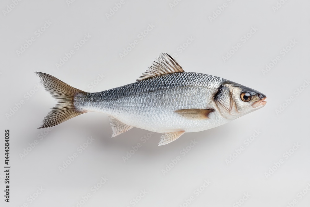 Poster showcase minimalistic image of solitary fish isolated on pristine white background emphasizing conce