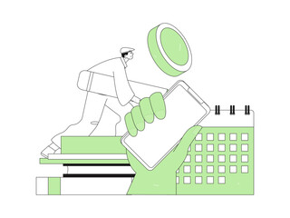 Check-in character flat vector concept operation hand-drawn illustration
