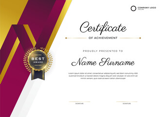 Elegant Pink Certificate Achievement Template