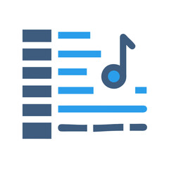 Fototapeta premium Playlist with Music Note Icon on Black Background