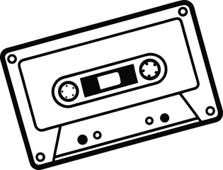 Cassette tape illustrated in one continuous line art style with retro nostalgic vibes perfect for music lovers vintage themes or retro inspired design collections