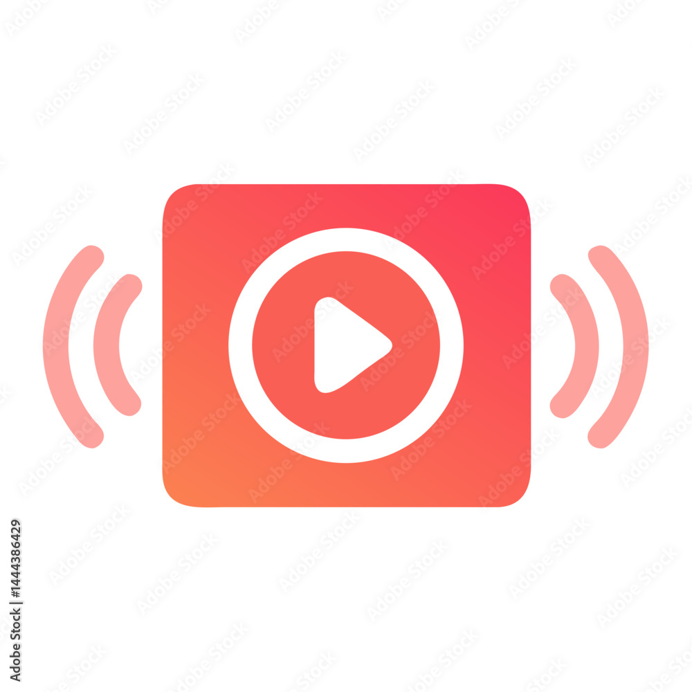 Poster gradient play button streaming icon on black background