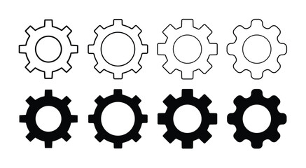 
Gear setting icon set. Cog wheel icon. Gear wheel vector linear icon for use in any purpose
