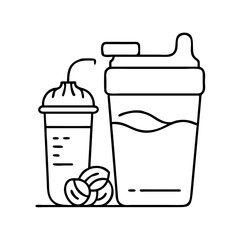 protein shake icon, protein shake line art - simple line art of protein shake, perfect for protein shake logos and icons