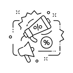 promotional offer icon, promotional offer line art - simple line art of promotional offer, perfect for promotional offer logos and icons