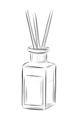 Aroma diffuser glass bottle sticks vector