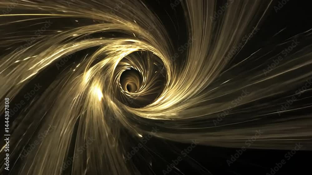 Poster dynamic swirl of golden light an abstract vortex of energy and motion in space, creating mesmerizing