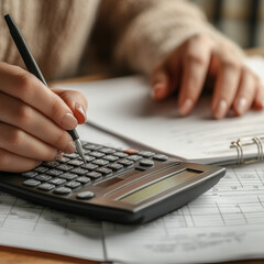 businesswoman working with calculator