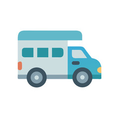 Cute Cartoon Blue and White Camper Van Illustration