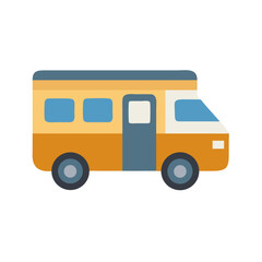 Cartoon Camper Van Icon Graphic on Black Background