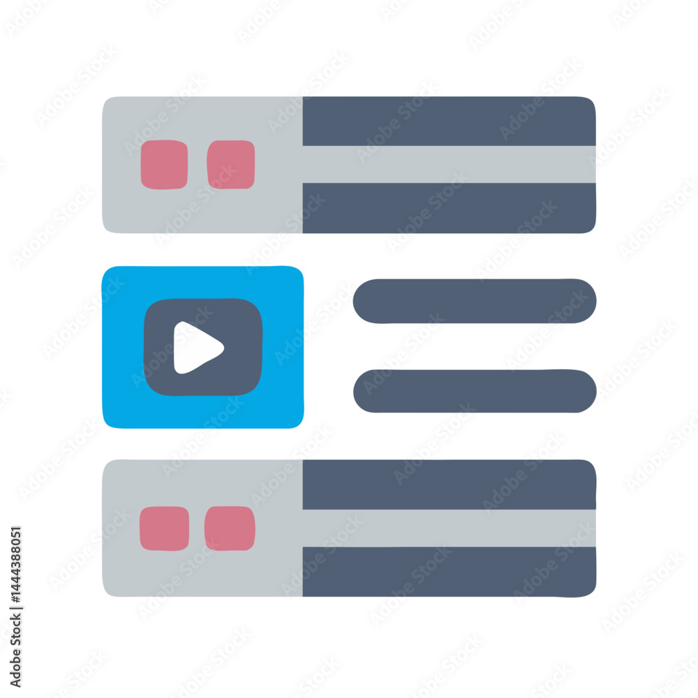 Wall mural website interface wireframe icon with video player
