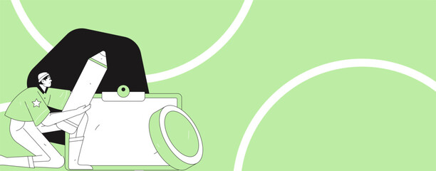 Check-in character flat vector concept operation hand-drawn illustration
