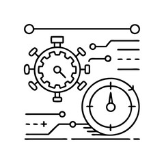 real time processing icon, real time processing line art - simple line art of real time processing, perfect for real time processing logos and icons