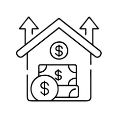 rent hike icon, rent hike line art - simple line art of rent hike, perfect for rent hike logos and icons
