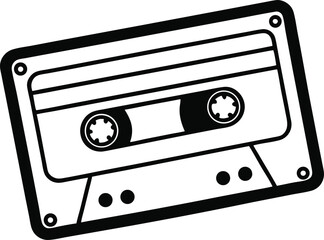 Cassette tape drawn in minimalist continuous line art style reflecting a classic audio device great for retro music themes creative projects or nostalgic branding