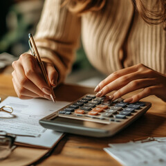 businesswoman working with calculator