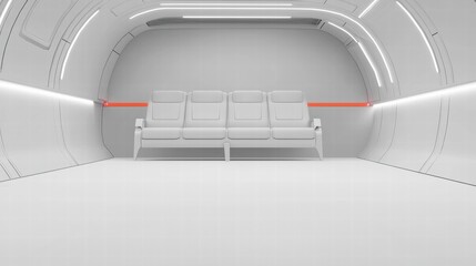 Fototapeta premium A modern white couch in a bright white room providing a minimalistic and clean aesthetic space