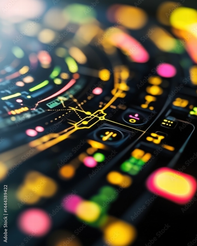 Aufkleber colorful clock display featuring vibrant lights in various hues creating a playful timepiece design