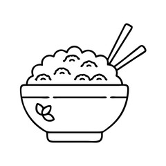 rice bowl icon, rice bowl line art - simple line art of rice bowl, perfect for rice bowl logos and icons