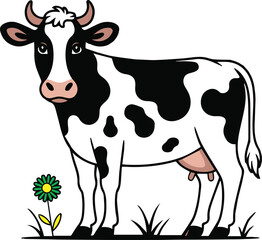 cow on a meadow vector art 