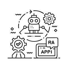 robotic process automation rpa icon, robotic process automation rpa line art - simple line art of robotic process automation rpa, perfect for robotic process automation rpa logos and icons