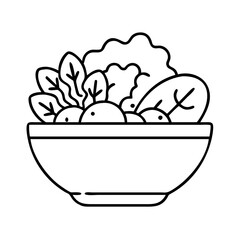 salad bowl icon, salad bowl line art - simple line art of salad bowl, perfect for salad bowl logos and icons
