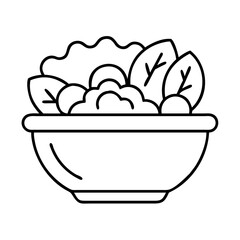salad bowl icon, salad bowl line art - simple line art of salad bowl, perfect for salad bowl logos and icons