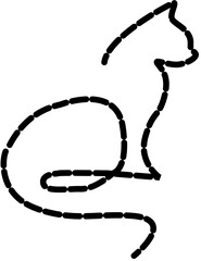 Minimalist line art of sitting cat.