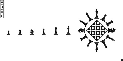 Chess piece icon set. Board game logo vector  © Aleksei_7799