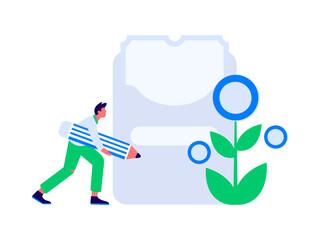Check-in character flat vector concept operation hand-drawn illustration
