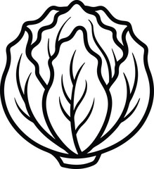 Line art of Chinese cabbage in continuous minimalist style ideal for vegetable garden visuals vegan recipes or organic food branding materials and creative designs