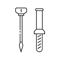 screwdriver and nail icon, screwdriver and nail line art - simple line art of screwdriver and nail, perfect for screwdriver and nail logos and icons