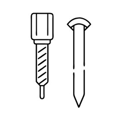 screwdriver and nail icon, screwdriver and nail line art - simple line art of screwdriver and nail, perfect for screwdriver and nail logos and icons