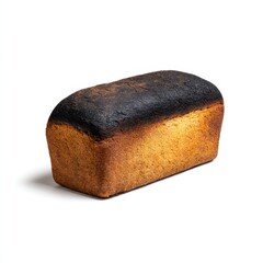Loaf of dark bread rectangular isolated on white background