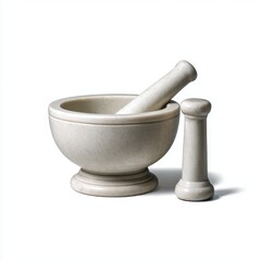 Mortar and pestle stone set isolated on white background