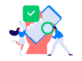 Check-in character flat vector concept operation hand-drawn illustration
