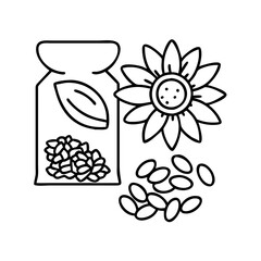 seeds sunflower or chia icon, seeds sunflower or chia line art - simple line art of seeds sunflower or chia, perfect for seeds sunflower or chia logos and icons