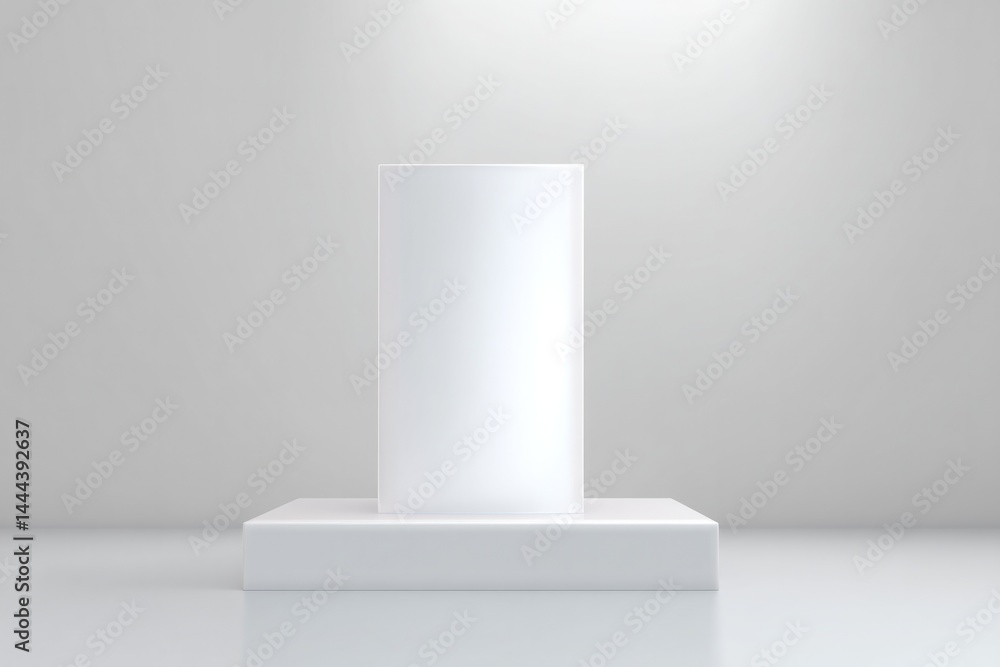Poster empty podium stands against neutral backdrop inviting attention with its minimalistic design