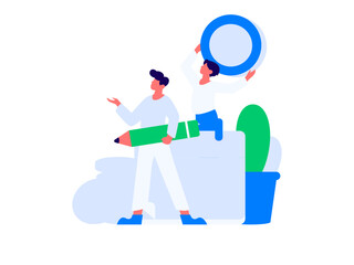 Check-in character flat vector concept operation hand-drawn illustration
