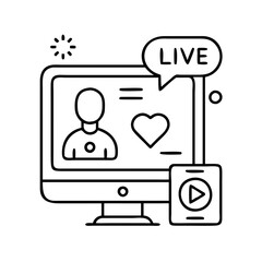 social media live icon, social media live line art - simple line art of social media live, perfect for social media live logos and icons