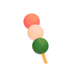Dango flat design. Japanese food watercolor hand drawn elements on white background