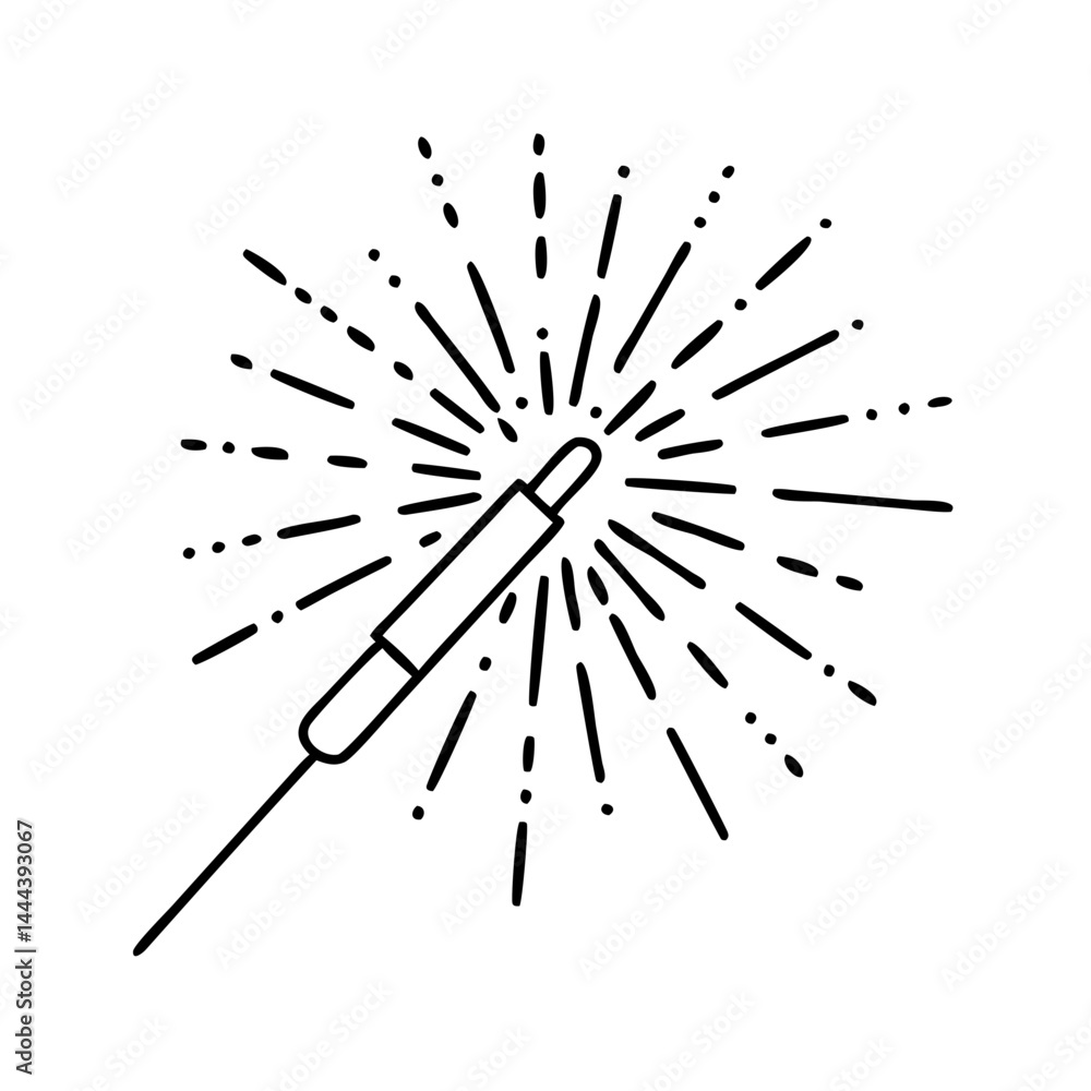 Poster sparkler icon, sparkler line art - simple line art of sparkler, perfect for sparkler logos and icons