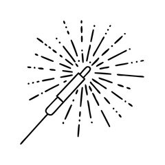 sparkler icon, sparkler line art - simple line art of sparkler, perfect for sparkler logos and icons