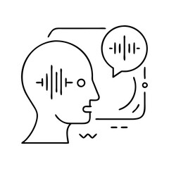 speech recognition icon, speech recognition line art - simple line art of speech recognition, perfect for speech recognition logos and icons
