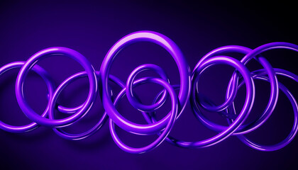 Purple Neon Rings – Sci-Fi Style 3D Illustration