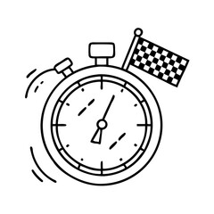 stopwatch with checkered flag icon, stopwatch with checkered flag line art - simple line art of stopwatch with checkered flag, perfect for stopwatch with checkered flag logos and icons