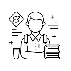 student icon, student line art - simple line art of student, perfect for student logos and icons